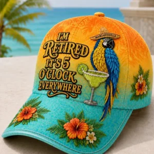 Unisex I'm Retired It's 5 O'clock Everywhere Parrot  Print Hat