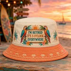 Unisex I'm Retired It's 5 O'clock Everywhere Parrot Print Casual Hat 2