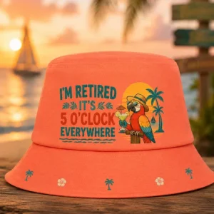 Unisex I'm Retired It's 5 O'clock Everywhere Parrot Print Casual Hat 10