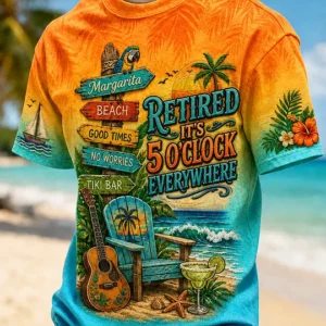 Men's I'm Retired It's 5 O'clock Everywhere Parrot Short Sleeve T-shirt V1