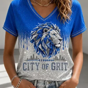 Women's Rugby Fan Lions Printed short-sleeved T-shirt