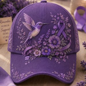 Alzheimer's Awareness Purple Floral Hat 3