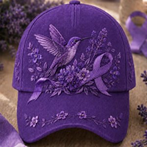 Alzheimer's Awareness Purple Floral Hat 4